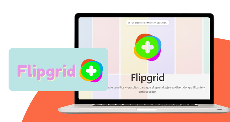 Logotipo de herramienta digital Flipgrid y pantallazo de su sitio web