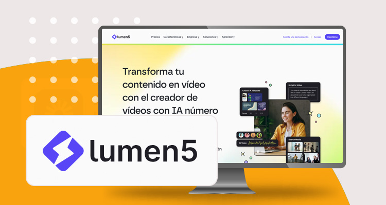 Logotipo de herramienta digital Lumen5 y pantallazo de su sitio web