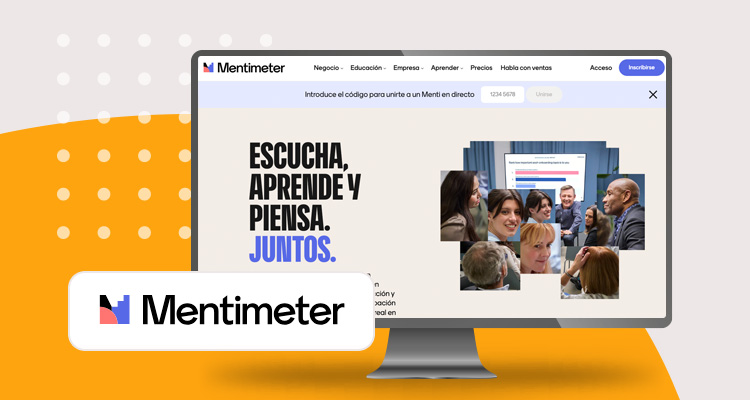 Logotipo de herramienta digital Mentimeter y pantallazo de su sitio web