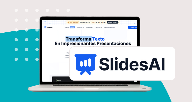 Logotipo de herramienta digital Slidesai y pantallazo de su sitio web