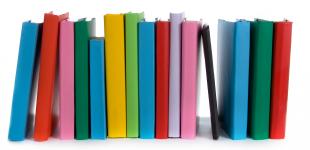 La imagen muestra una fila de libros de diversos colores