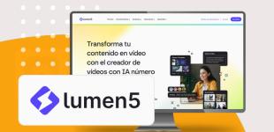Logotipo de herramienta digital Lumen5 y pantallazo de su sitio web