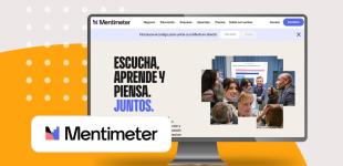 Logotipo de herramienta digital Mentimeter y pantallazo de su sitio web