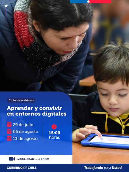 Afiche del ciclo de webinars "Aprender y convivir en entornos digitales"